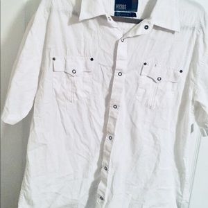 Micros button up short sleeve white top size XXL